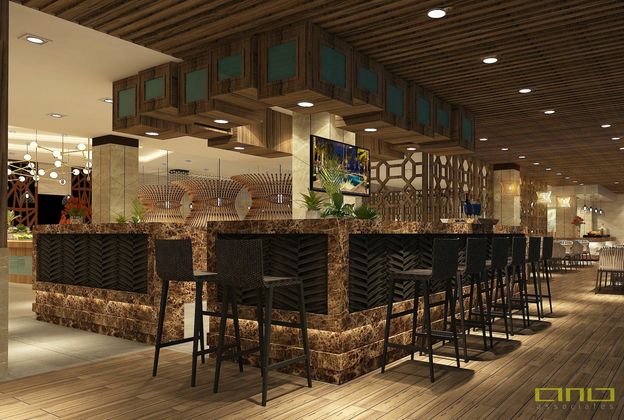 Henann Palm Beach Resort Balabag  Экстерьер фото 3D rendering of a bar